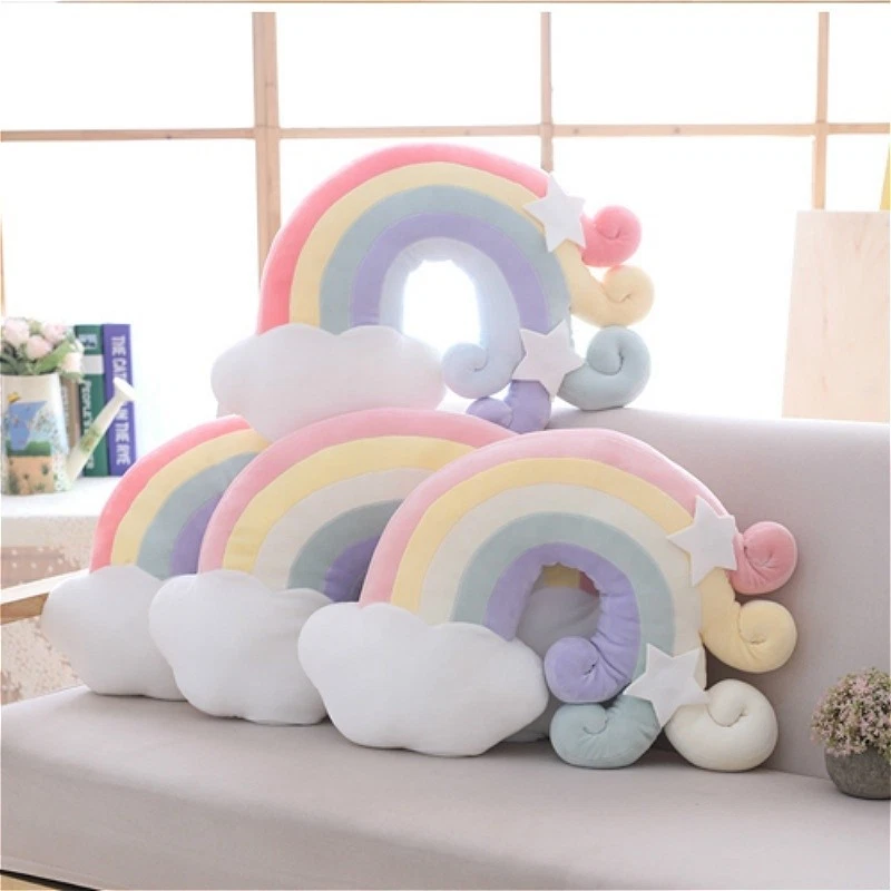 Colorful Rainbow Cloud Plush Cushion Kawaii Cloud Seat Cushion Chair Back  Pillow Stuffed Soft Home Decor - AliExpress