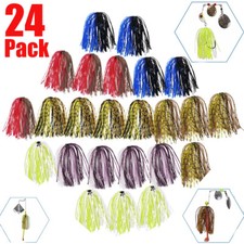 24 Bundles Silicone Jig Skirts Fishing Lure S...