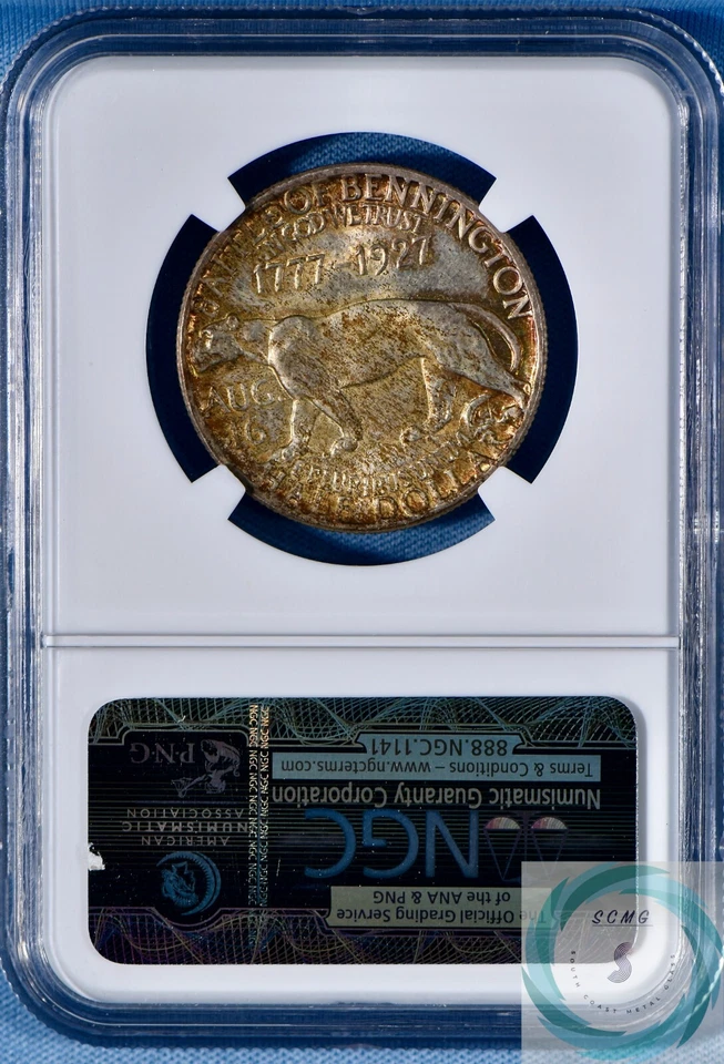 1927 Vermot Commemorative Half Dollar NGC MS 65 w/CAC - Beautifully Toned - Image 2 of 4