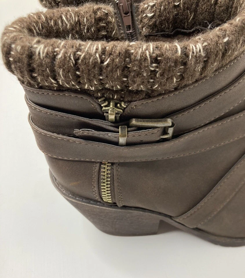 NUEVO Charlotte Russe Mujeres Marrón Suéter Puño Naomi Informal Botines Curativos Talla 9 Foto 3 de 4