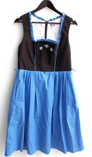 Damen Trachten Dirndl ärmellos braun, Rock blau gepunktet Gr. 44
