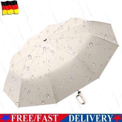 Fully Automatic Reverse Folding Umbrella Windproof for Sun/Rain Days (Beige)