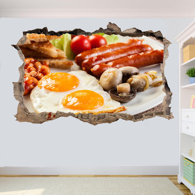Volles englisches Frühstück Wandaufkleber 3D Kunst Wandbild Aufkleber Home Office Dekor SG9