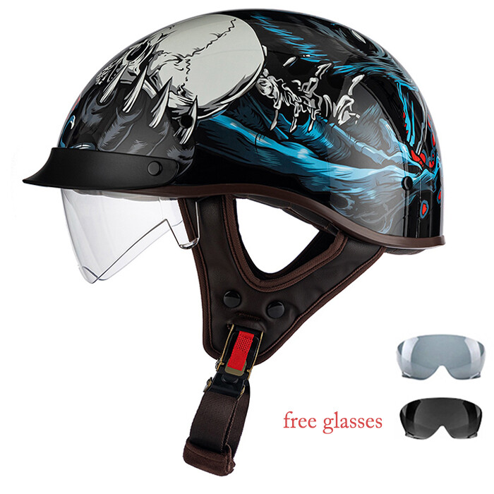 DOT Half Motorcycle Helmet Scooter Cruiser Street Bike Summe