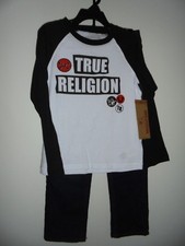 TRUE RELIGION KIDS RAGLAN TEE SET WHITE/BLACK Size 6 NWT