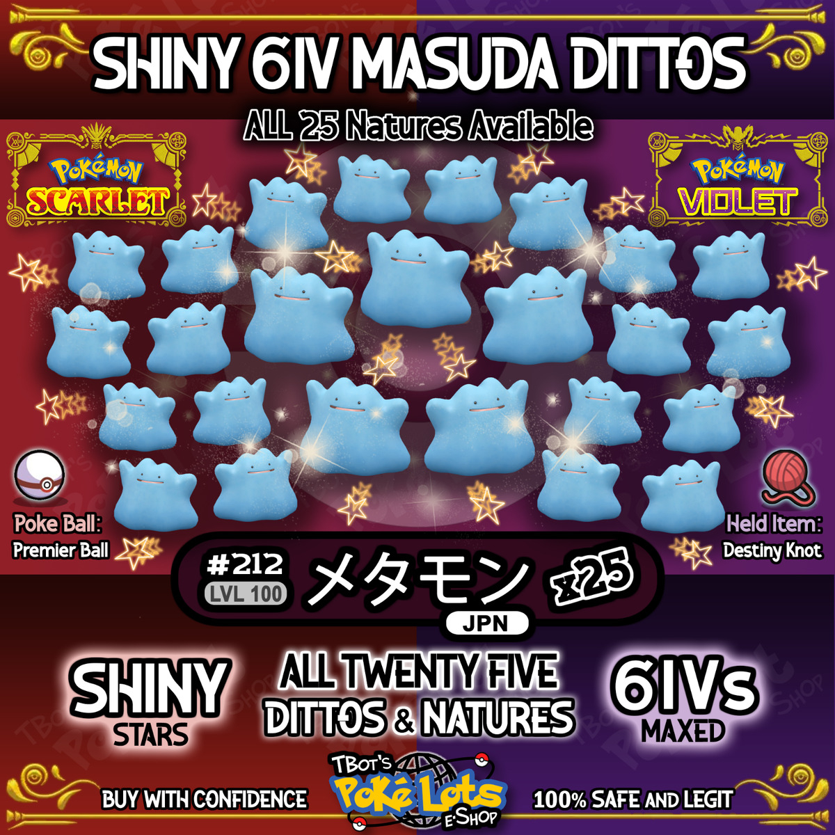 6 x Shiny 6IV Foreign Ditto - Masuda Breeding Pack - Natures: Modest Jolly  Adamant Timid Bold Impish - Pokemon Sword, Shield, Brilliant Diamond,  Shining Pearl, Scarlet, and Violet - elymbmx