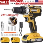 21V 18Nm Cordless Hammer Drill Kit Impact Screwdriver Driver with Dual Batteries