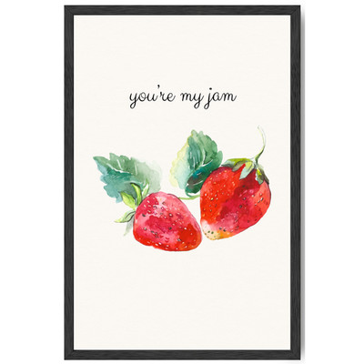 You're My Jam Framed Kitchen Wall Art Strawberry Poster in Frame Food Quote Gift