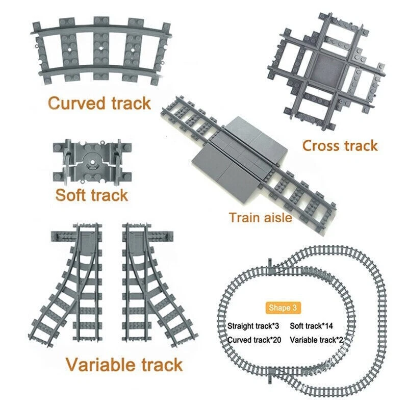 Track Straight Curved Crossing Rail for Lego Train Building Block DIY-40 Sets! - Image 2 of 4