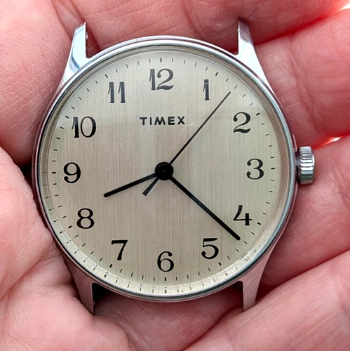 1980s TIMEX Silver Tone Vintage Mens 33mm Mechanical Watch Movement PARTS REPAIR