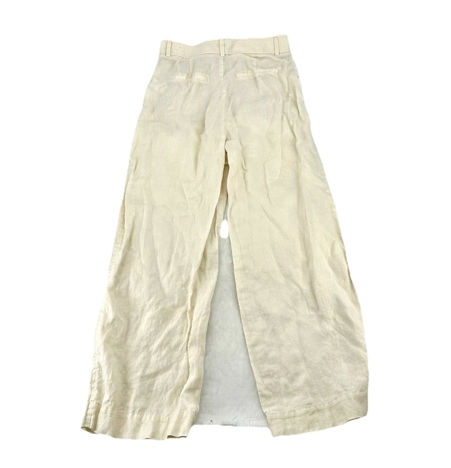 Calça Everlane tamanho 10 feminina 100% linho perna larga bolsos sem forro 29” costura interna G30 - Imagem 3 de 4