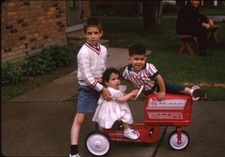SL39 Slide 1960's Brothers w/ Little sister Murray Pedal Tractor 399a