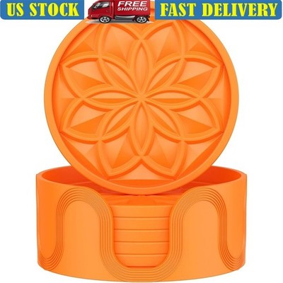 Silicone Drink Coaster Set 6 Pack Holder Anti-Slip Heat Resistant Multi-Use