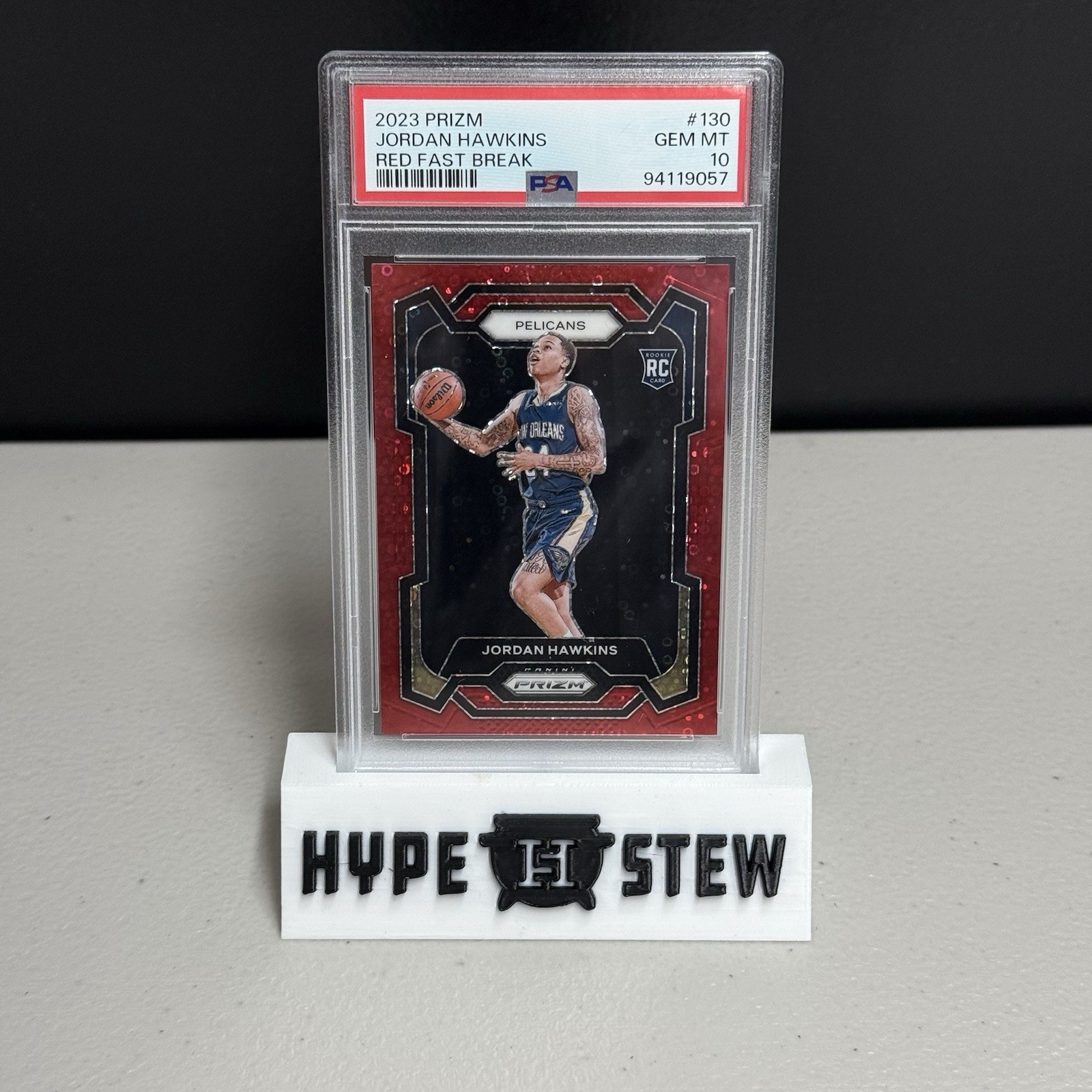 Jordan Hawkins 2023-24 Panini Prizm Red Fast Break RC #130 PSA 10 002/100