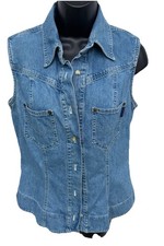 VTG 90's Guess Jeans Denim Blue SLS Collar BF CTN Blouse SZ Med.