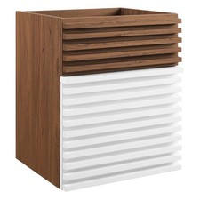Modway Render 17" MDF Wood Wall-Mount Bathroom Vanity Cabinet in White/Walnut