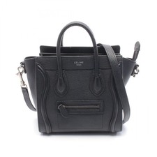CELINE Luggage Nano Shopper Borsa a tracolla a mano in pelle nera usata donna