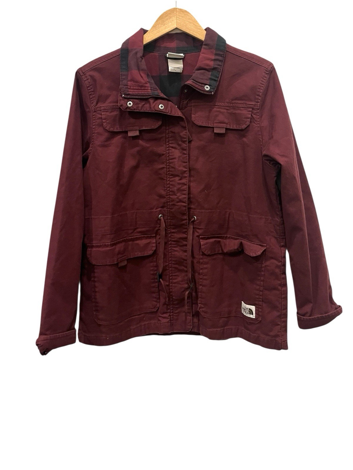 The North Face Urban Utility Jacket Flannel Lined Maroon Womens Size Large
