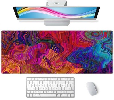 Art Abstract Colorful Chaotic Waves Pattern Mouse Pad (31.5 × 11.8 × 0.12 inc...