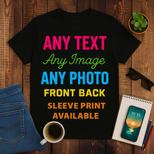 Custom Photo Cotton T-Shirt: Personalized Text Logo Print Unisex Tee