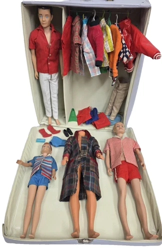 Vtg 1960s Ken Ricky 4 Dolls Tagged Clothing Case Mattel Barbie Lot Japan 026