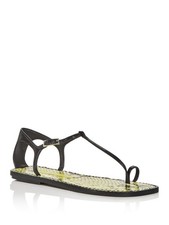 SIGERSON MORRISON Womens Black Snake Nelson Square Toe Leather Sandals 36.5
