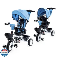JMMD Baby Trike, 6-in-1 Kids Tricycle with Adjustable Push Handle, Removable 