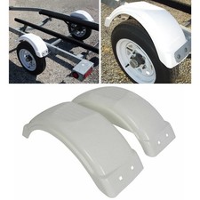 For 8"-12" Wheels Top Step Skirt Boat White Single Axle Trailer Fenders Set of 2