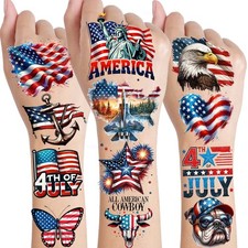 49 PCS Fourth 4th Of July Temporary Tattoos Independence Day American Patriotic
