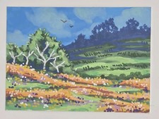 aceo original art Meadow In A Valley created with mmixed media