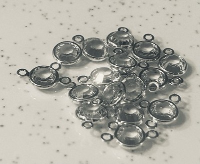 Swarovski crystal Silver-Plated Channel Link 6mm Clear 57700, 16 pcs