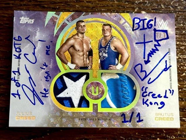 2025 Topps Universe WWE Julius/Brutus Creed Relic Auto 1/1 Super Inscription