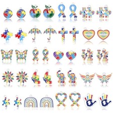 MARFOREVER 40Pcs/20 Pairs Autism Awareness Charms, Autism Charm for Je