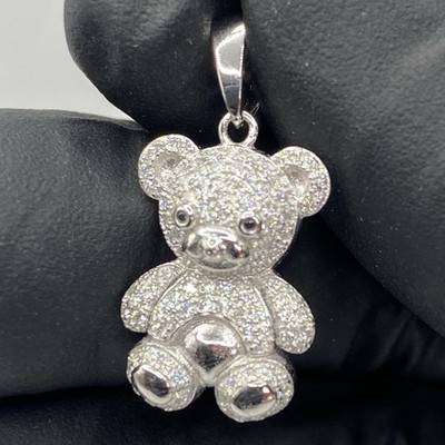 0,50 kt Moissanit Teddybär Anhänger 925 Silber Unisex süß Geschenk Schmuck