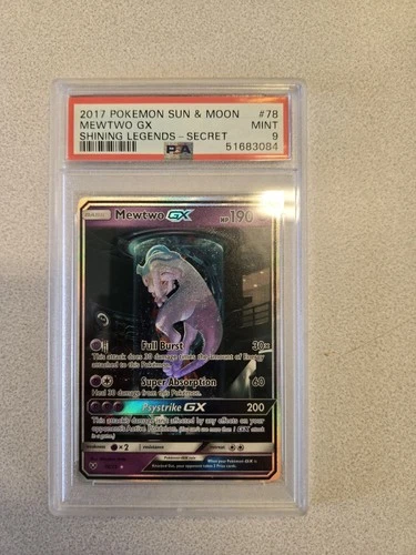 Pokemon 2017 Mewtwo GX 78/73 Alt Art Secret Rare Shining Legends PSA 9