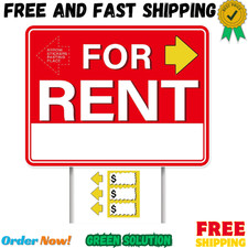 GXGGUS For Rent Signs with Stakes,1 PCS 17" x 13" Double-Sided Signs, H-Metal