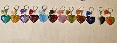 Resin Heart Keychains/Bag charms. Swiftie Inspired  Handmade Set Of 12! ERAS