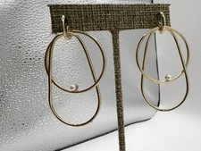 Gold Tone Entwined Teardrop& Round Hoops Pier...