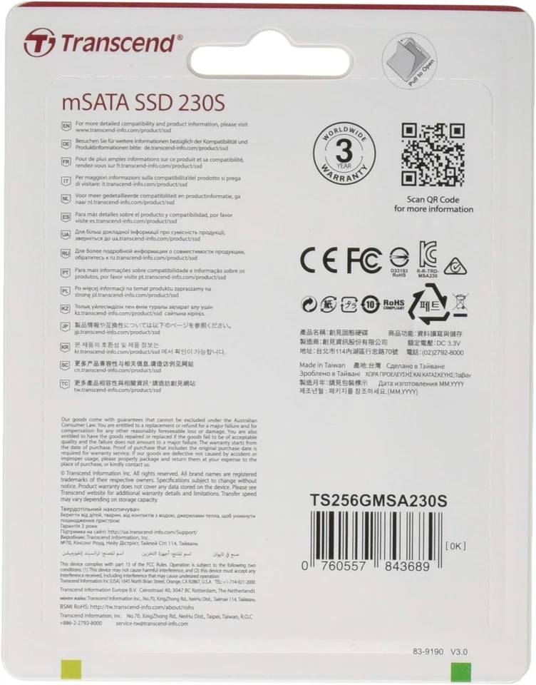 Transcend MSA230S 256 GB SATA III 6 Gb/s mSATA Internal Solid State Drive (SSD)  - Image 2 of 4