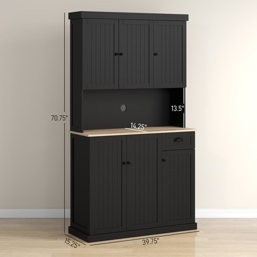 71" Modern Freestanding Kitchen Pantry Cabinet with Adjustable Shelves & Drawer - Picture 2 of 11