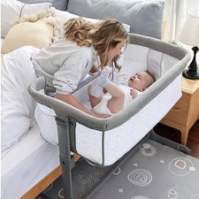 TCBunny 2-in-1 Baby Bassinet Bedside Sleeper Adjustable Portable Crib Bed New