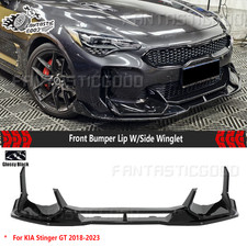 For Kia Stinger Gt 2018-23 Ad Style Front Bumper Lip Wside Winglet Glossy Black