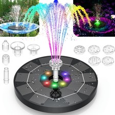 Solar Panel Powered Fountain Water Feature Pump Garden Pool Pond Aquarium 8 LEDs
