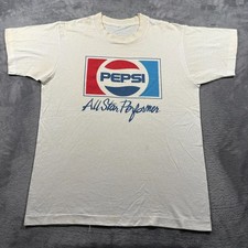 Vintage Pepsi All Star Performer T-Shirt Mens Medium White Retro Single Stitch