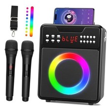 Karaoke Machine for Adults  Kids, Portable Karaoke Machine with 2 Black