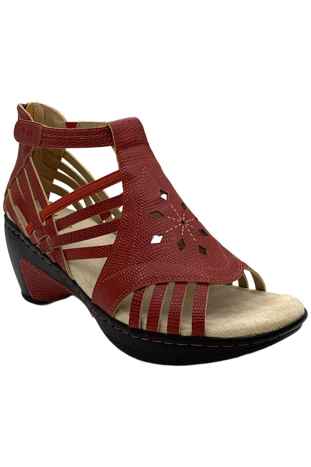 JBU Women's Rowan Wedge Dress Sandal Red Lizard