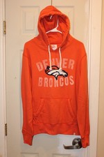 orange Denver Broncos distressed-style hoodie / hooded sweatshirt - adult L