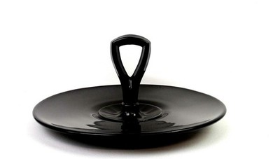 Westmoreland Depression Glass Ebony Black 10 1/2'' Center Handle Server 1930s