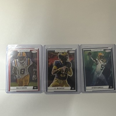 2024 Card Lot Malik Nabers Sage Artistry RC, Jayden Daniel s RC, and JJ McCarthy