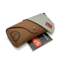 New Unused Ray-Ban Brown Leather Style Case with Booklet and Cleaning Cloth